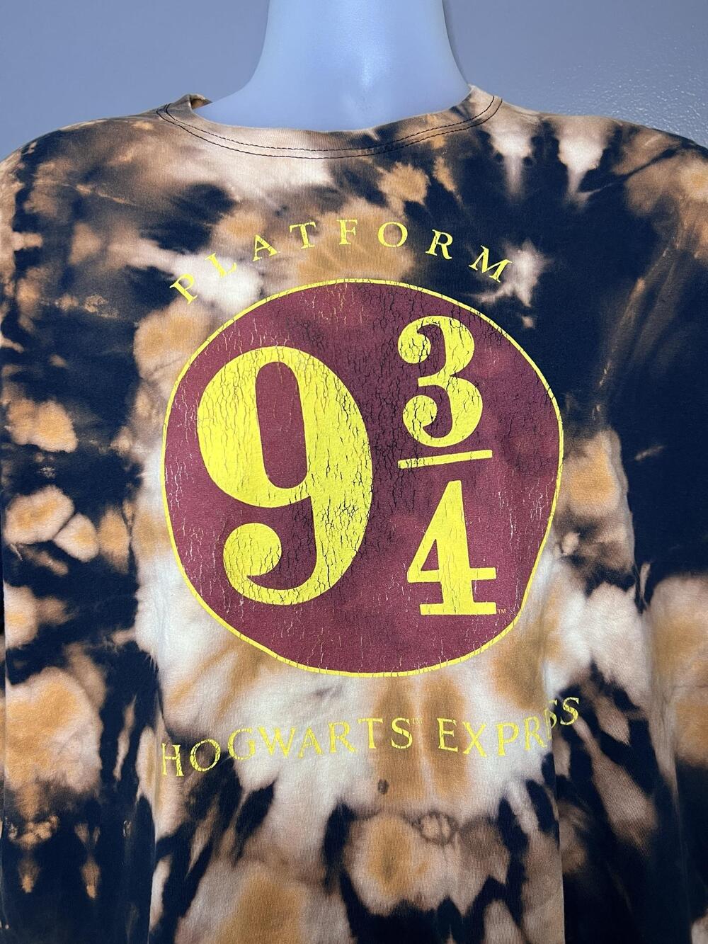 Harry Potter Shirt Mens XL Black Tie Dye Platform 9 3/4 Hogwarts Express Tee
